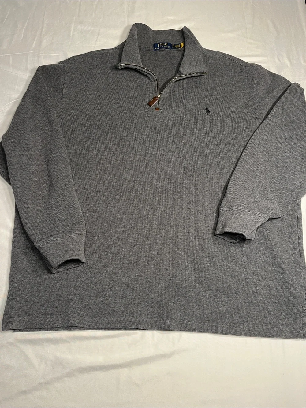 Polo Ralph Lauren Mens XXL Gray Quarter Zip Sweater Pony Logo‎ Cotton Pullover